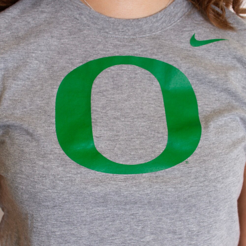 Classic Oregon O, Nike, Grey, Crew Neck, Cotton Blend, Women, T-Shirt, 763884